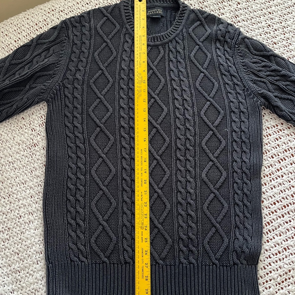 Rogues Gallery Dark Academia Fisherman Cableknit Navy Sweater